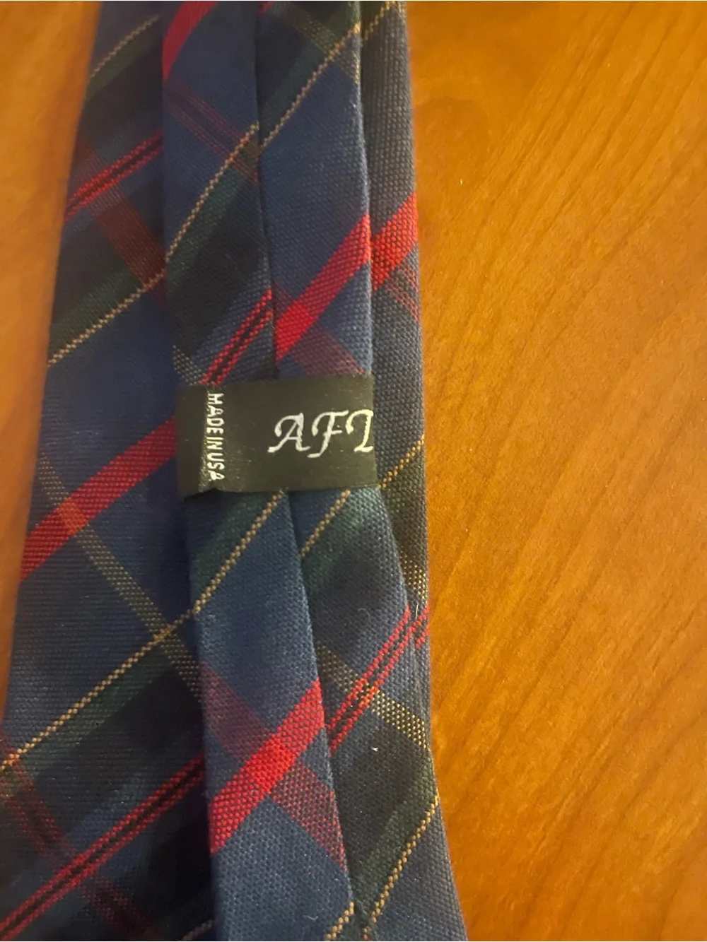 Classic Navy Plaid Men's Tie - Red & Yellow Accent